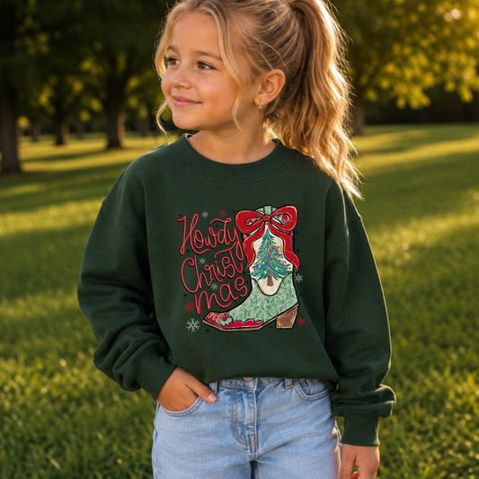 Howdy Christmas Youth Crewneck Sweatshirt