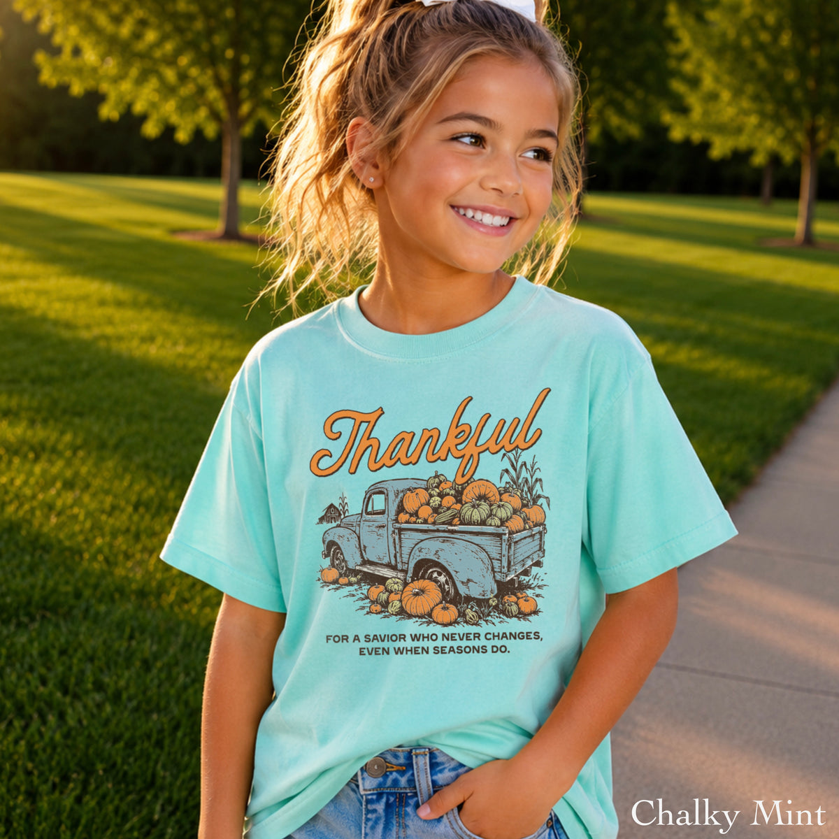 Thankful For A Savior Youth Comfort Color T-Shirt