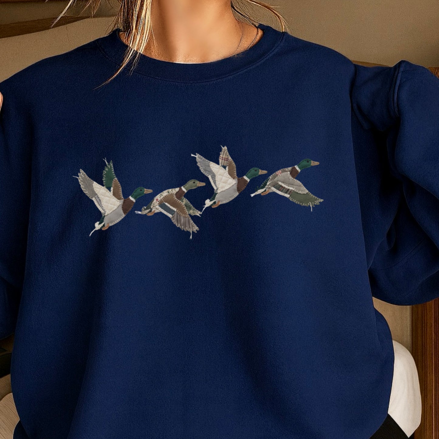 Patchwork Mallard Ducks Crewneck Sweatshirt