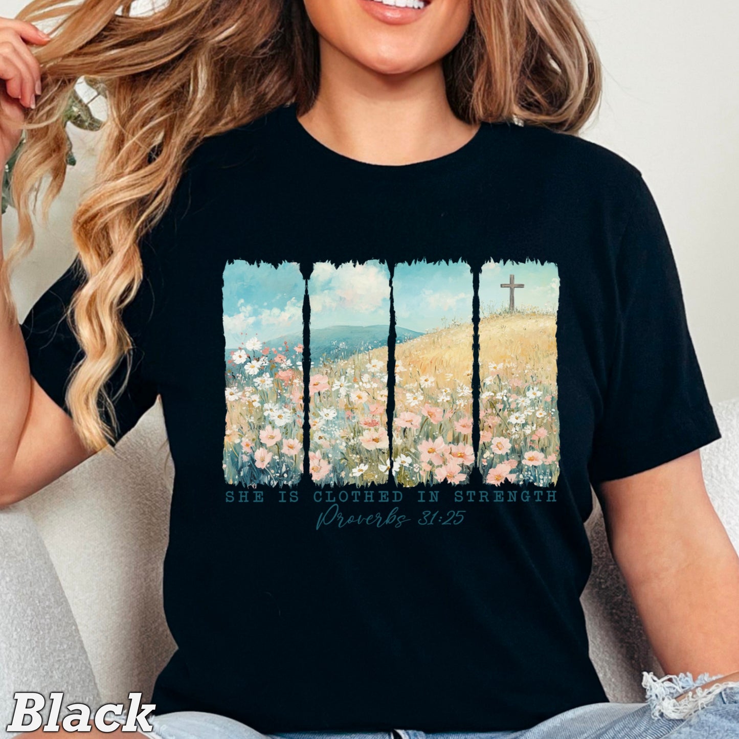 She Is Clothed In Strength Christian Comfort Color Graphic Tee