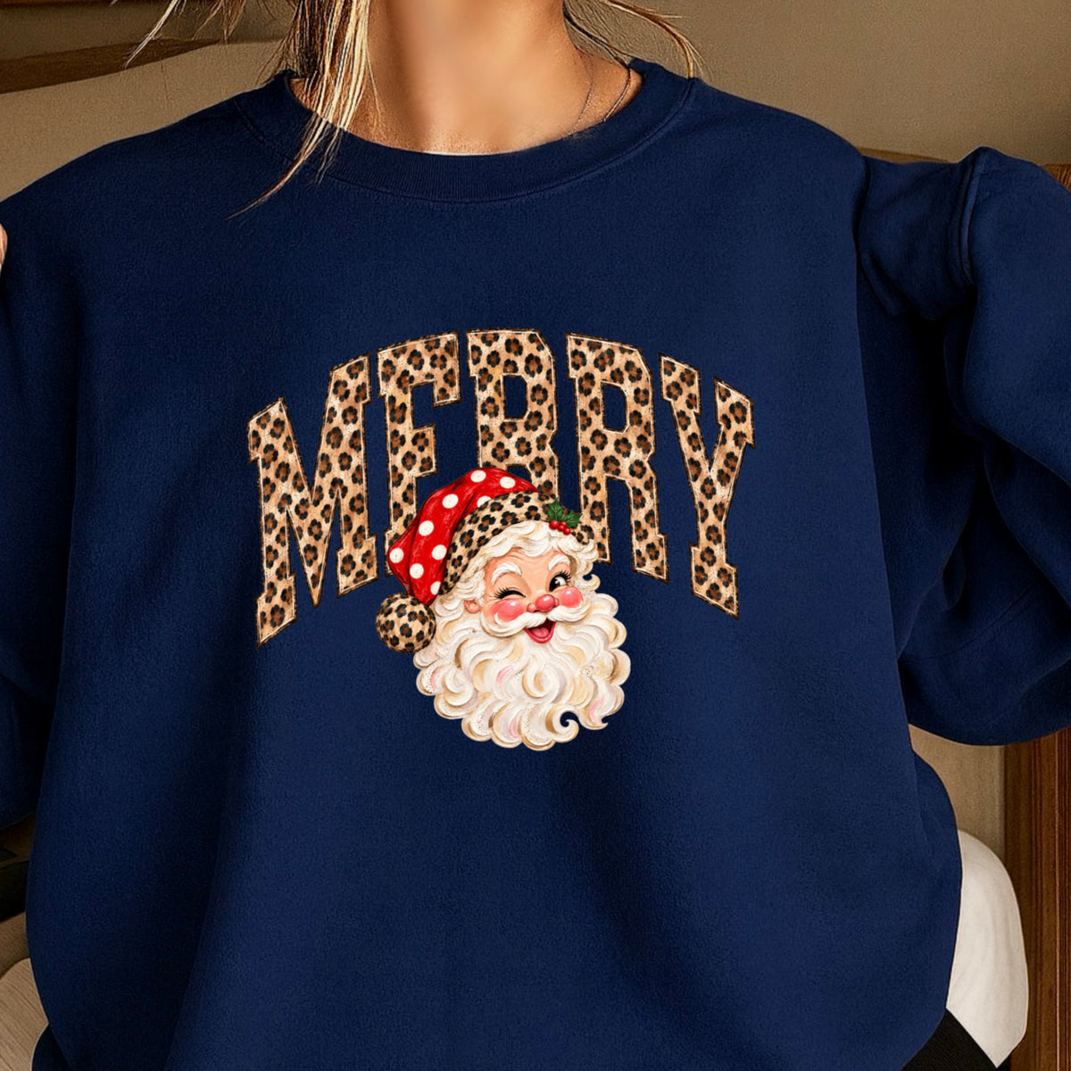Leopard Merry Christmas Crewneck Sweatshirt