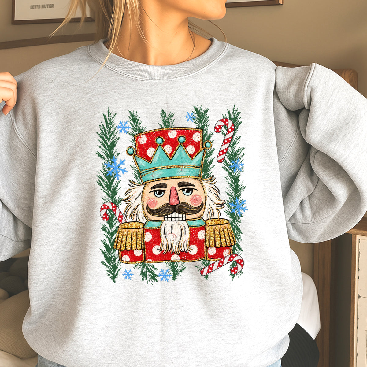 Preppy Nutcracker Christmas Crewneck Sweatshirt