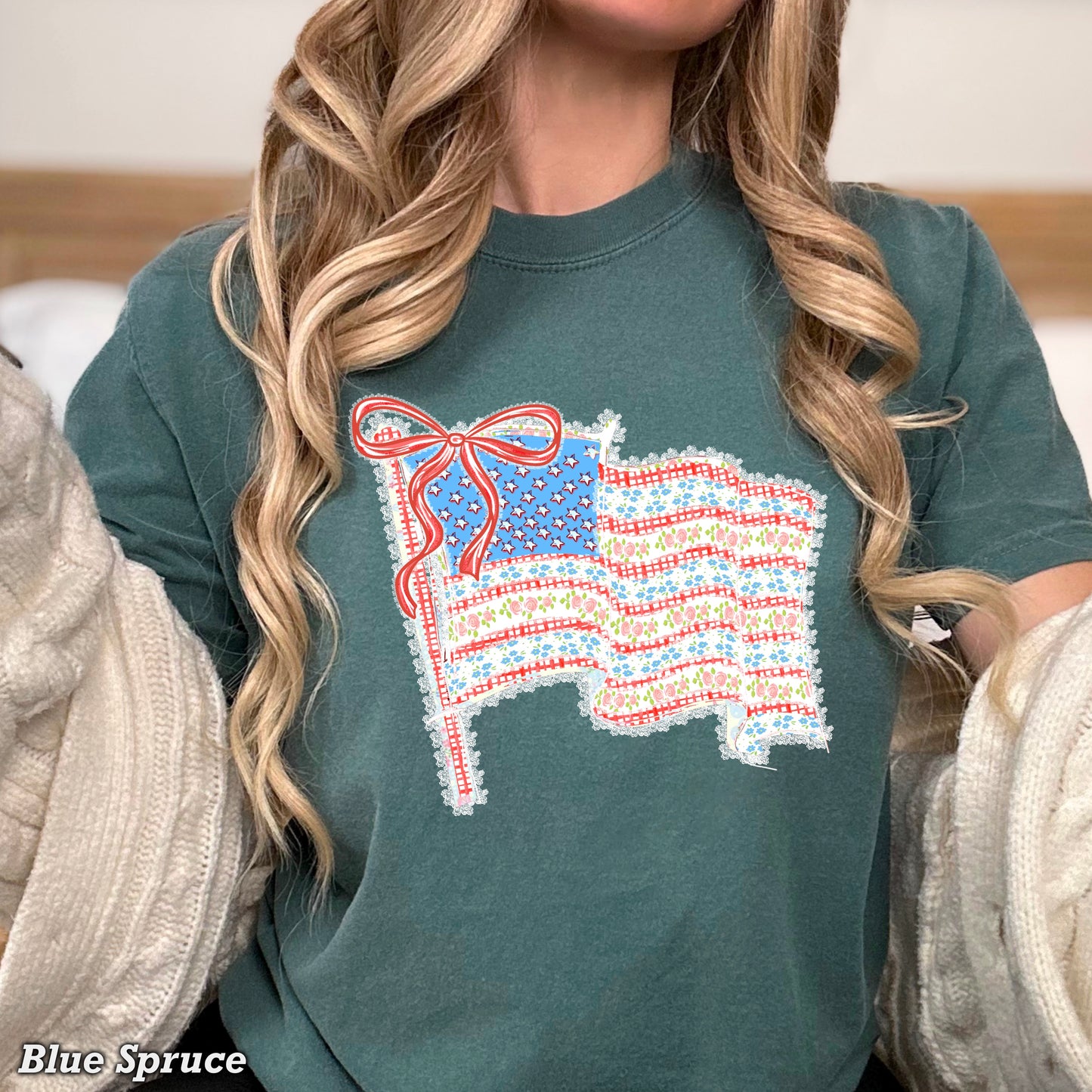 American Lace Flag Comfort Color Graphic Tee