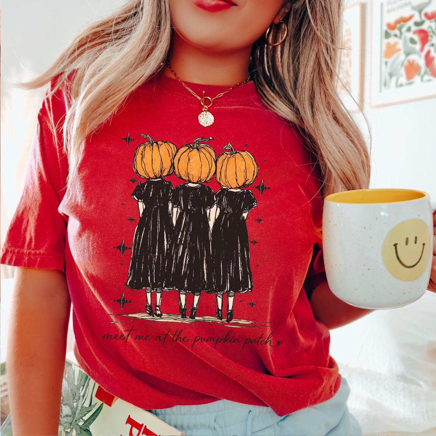 Meet Me At The Pumpkin Patch Halloween Comfort Color Graphic Tee