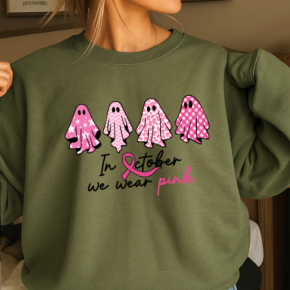 In October We Wear Pink Crewneck Sweatshirt