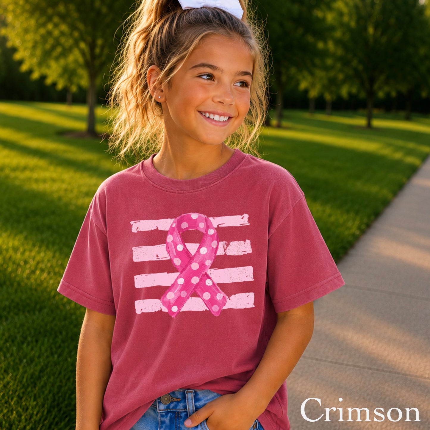 Breast Cancer Awareness Ribbon Youth Comfort Color T-Shirt