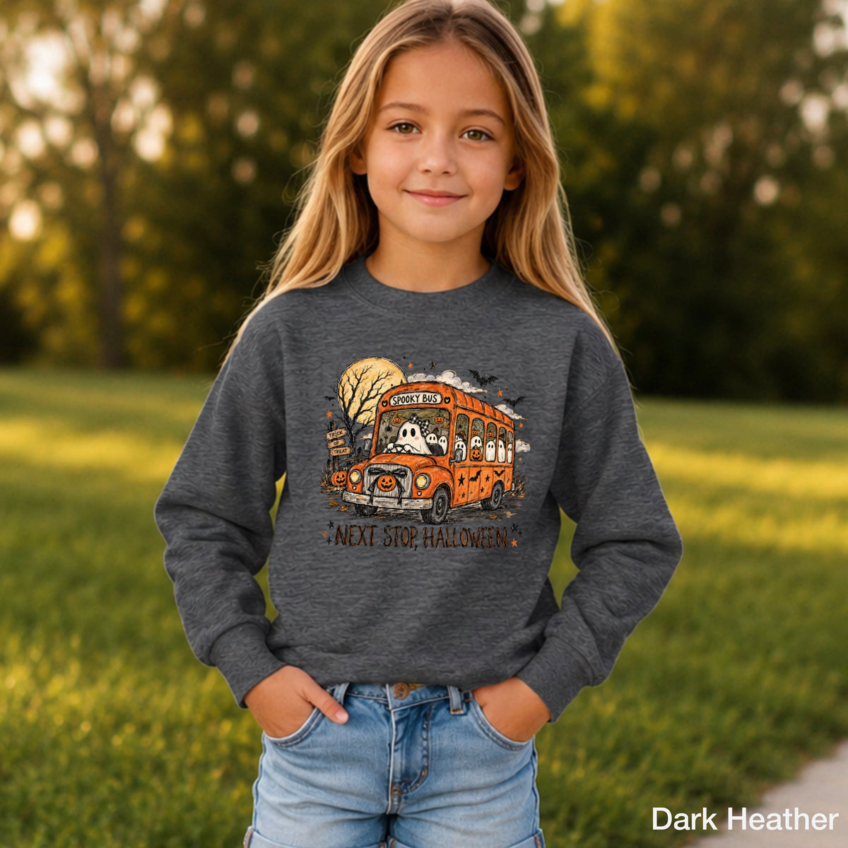 Next Stop Halloween Youth Crewneck Sweatshirt