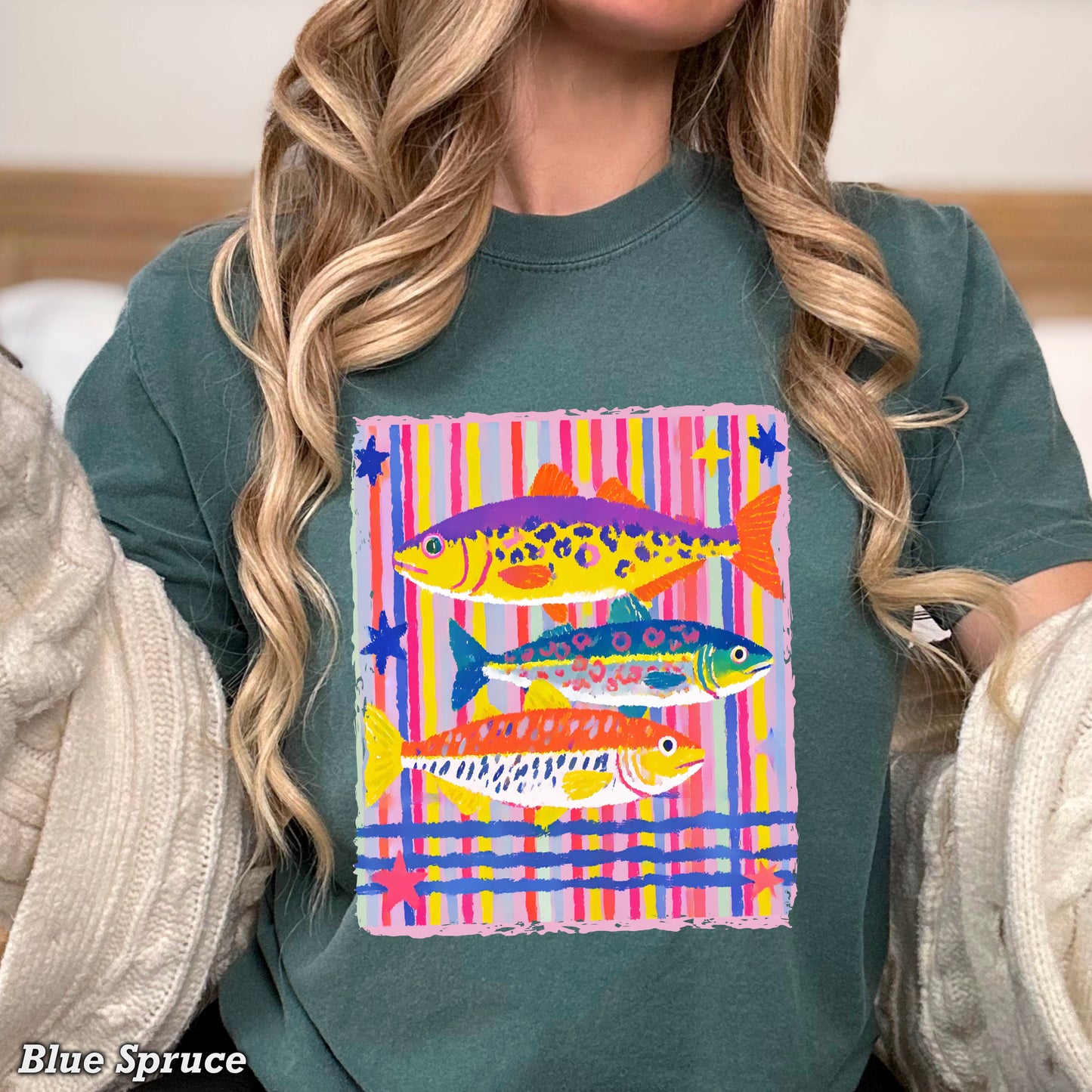 Preppy Fish Comfort Color Graphic Tee