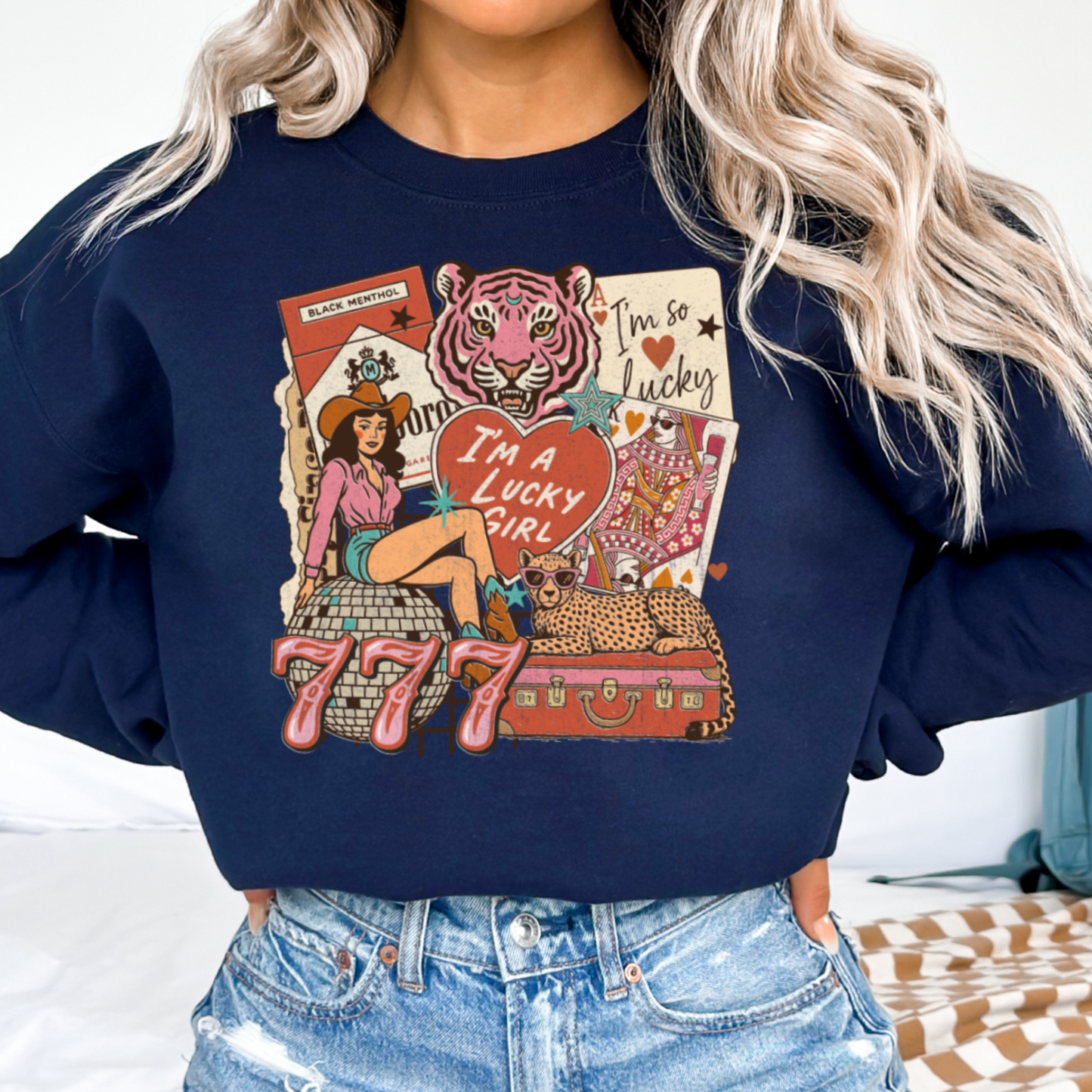 Lucky Girl Graphic Crewneck Sweatshirt