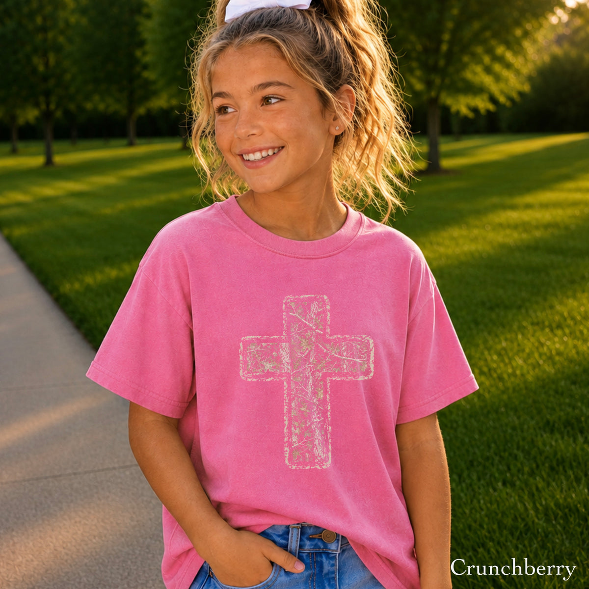 Camo Cross Christian Youth Comfort Color T-Shirt