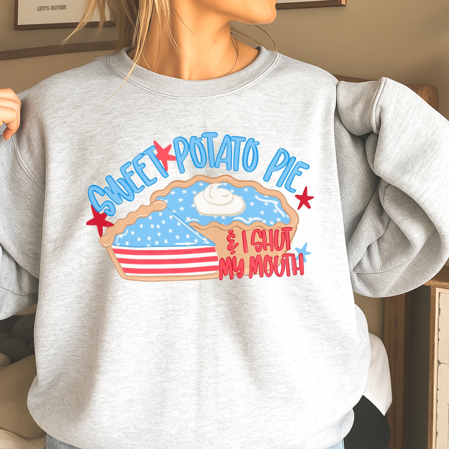 Sweet Potato Pie Patriotic Crewneck Sweatshirt