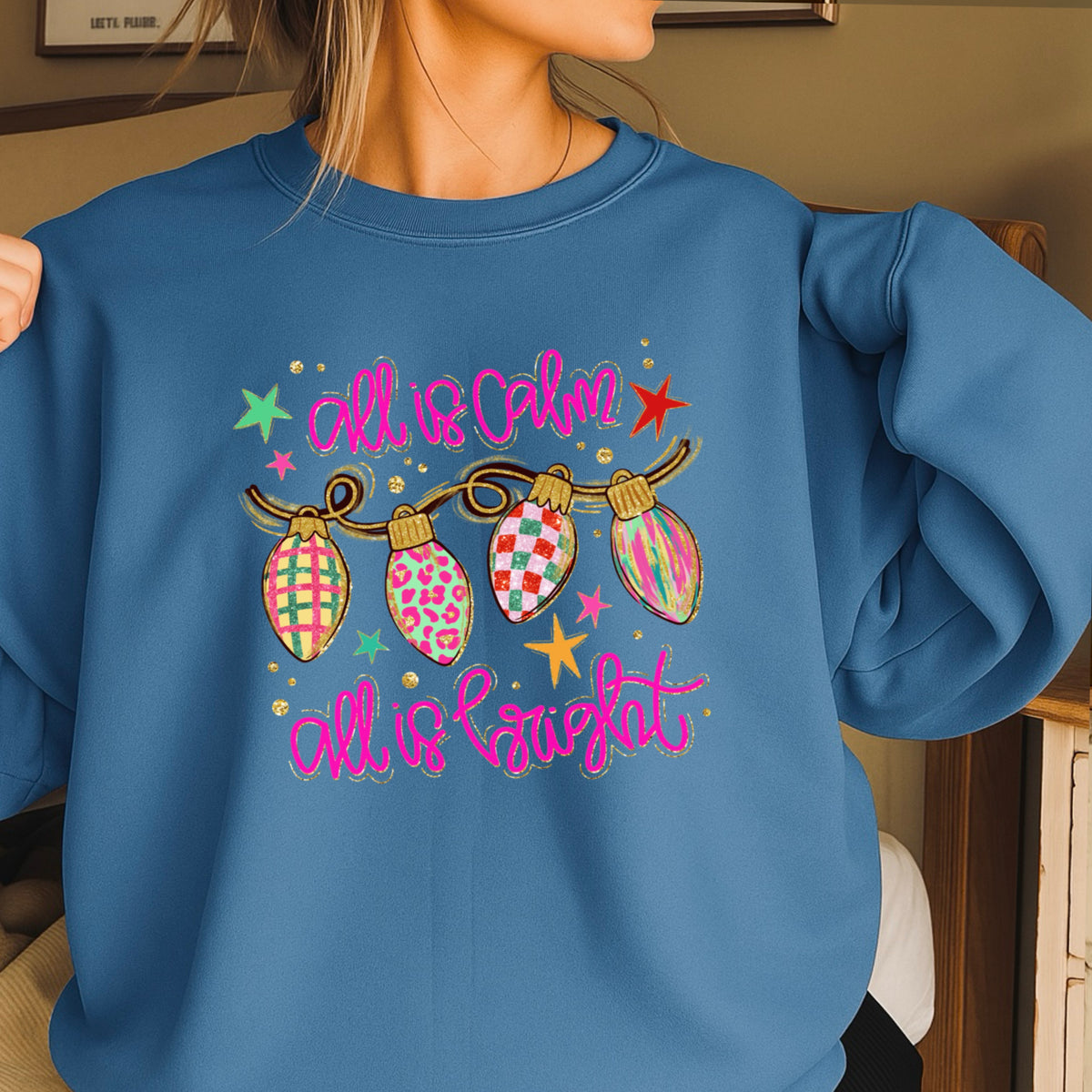 All Is Calm Christmas Crewneck Sweatshirt