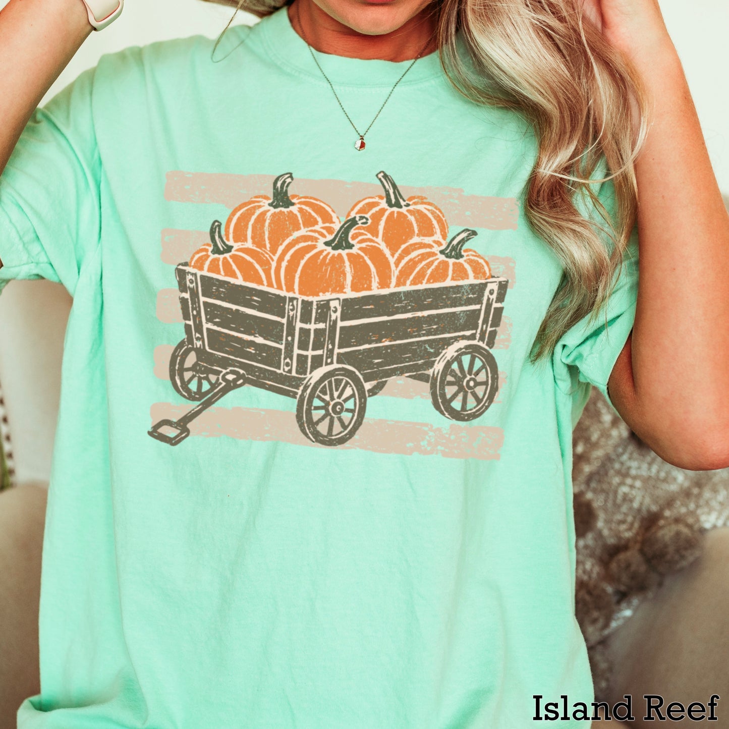 Pumpkin Wagon Fall Comfort Color Graphic Tee