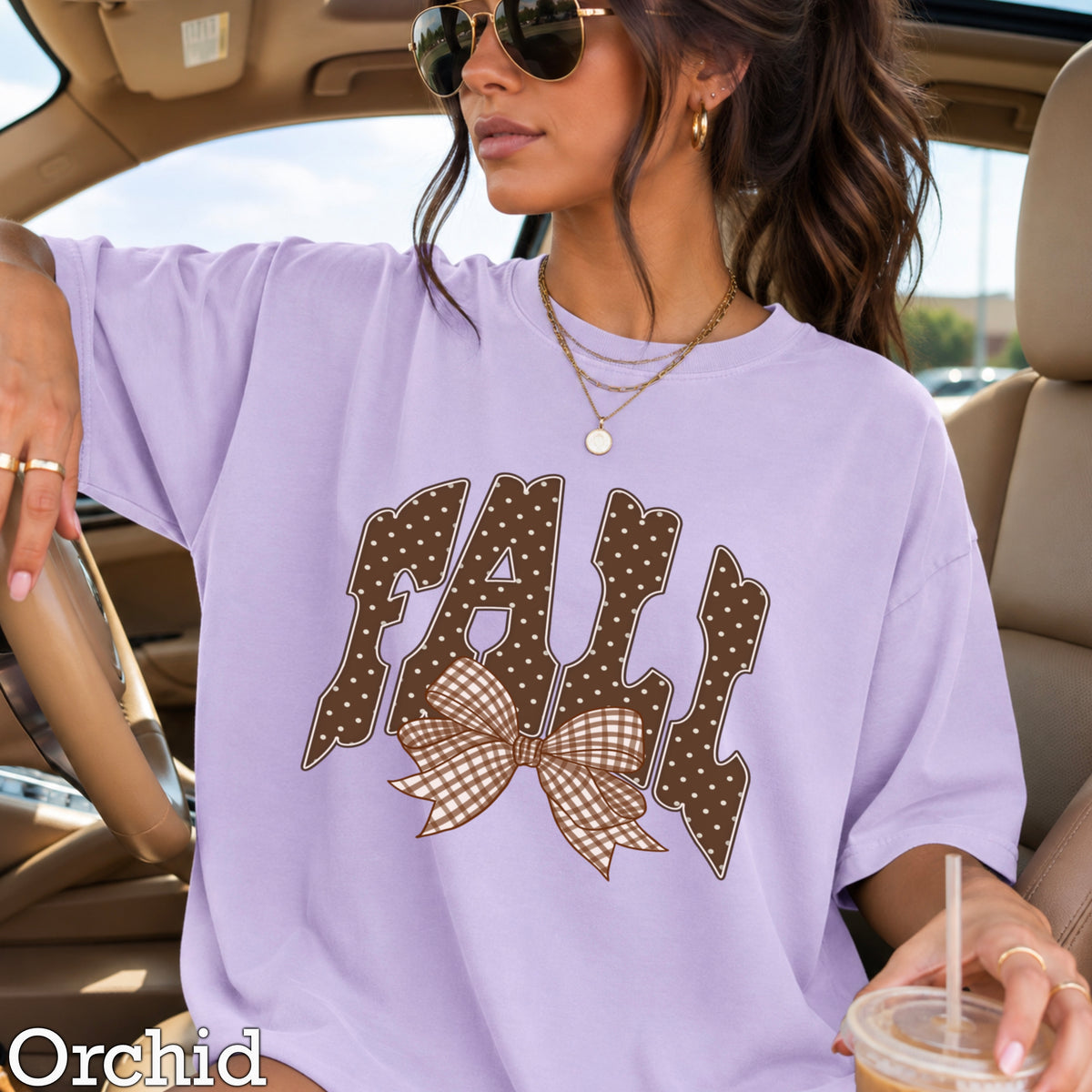 Fall Gingham Comfort Color Graphic Tee