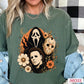 Floral Halloween Characters Comfort Color Graphic Tee