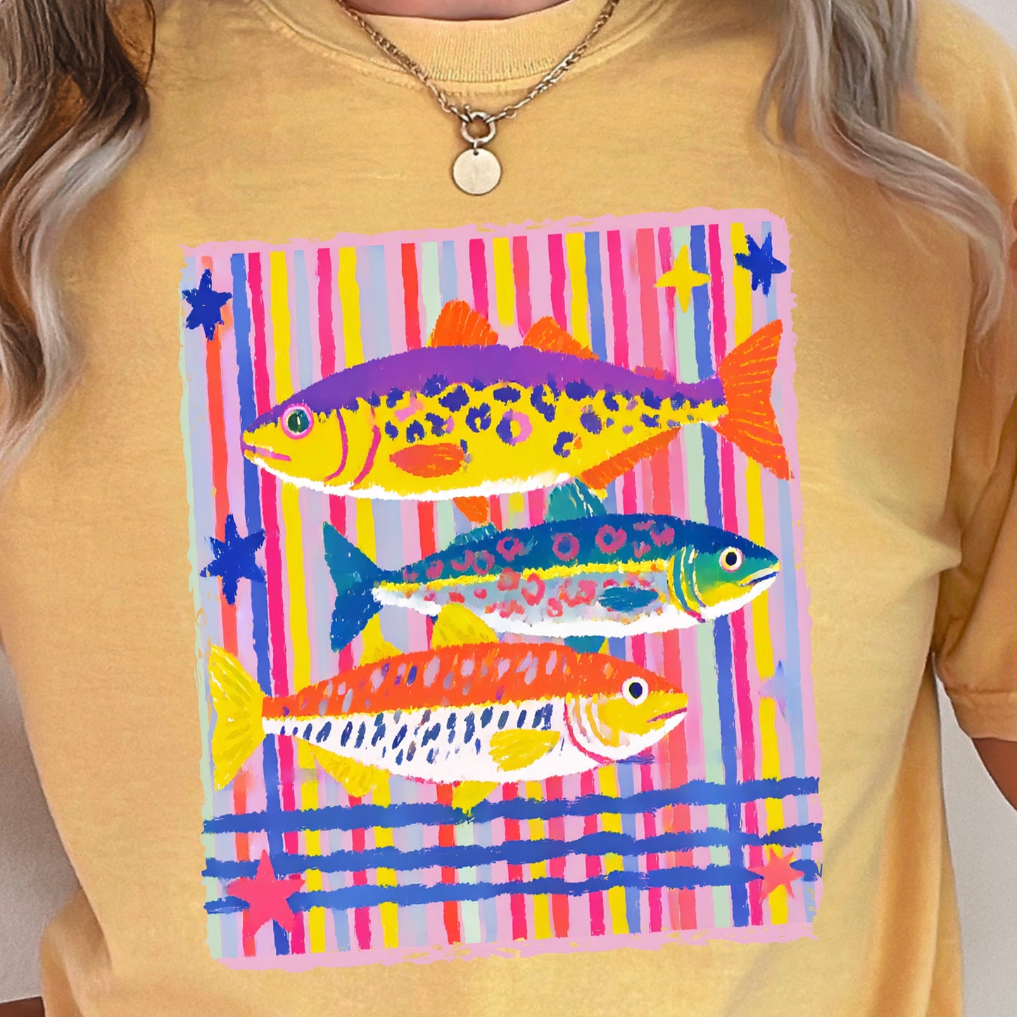 Preppy Fish Comfort Color Graphic Tee