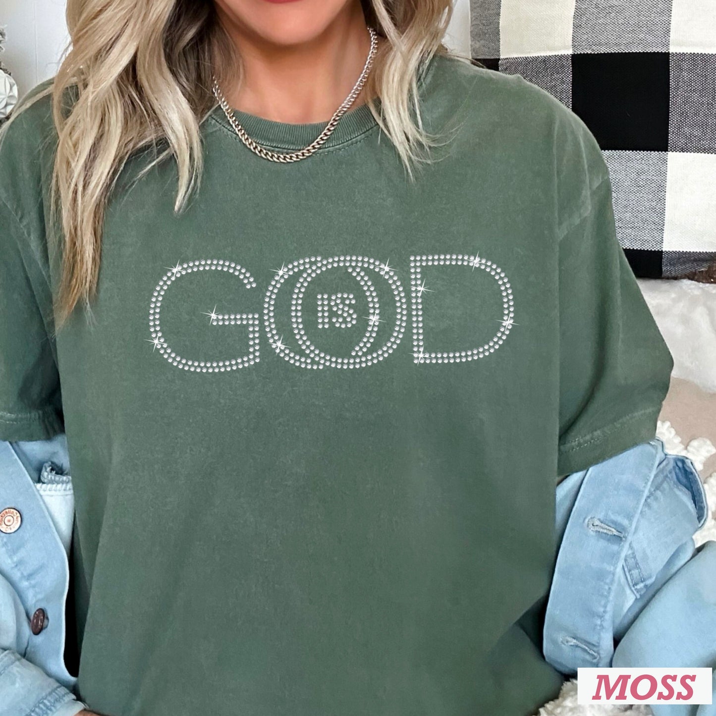 God Is Good Comfort Color Rhinestone Tee