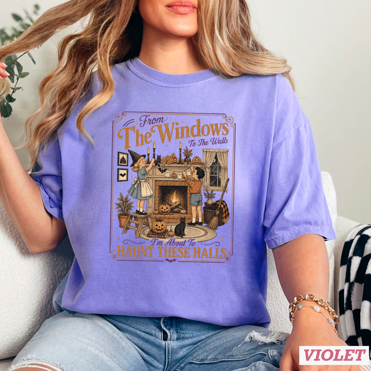 From The Windows To The Walls Halloween Comfort Color Graphic Tee