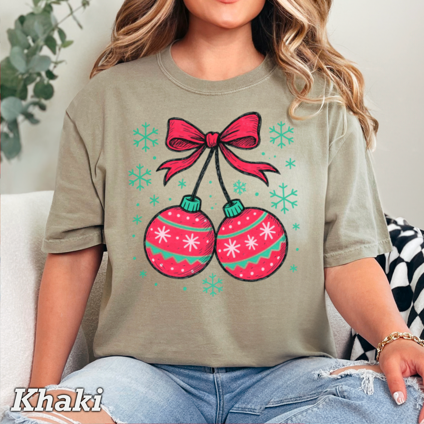 Christmas Cherries Comfort Color Graphic Tee