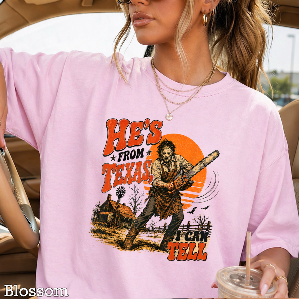 He’s From Texas Halloween Comfort Color Graphic Tee