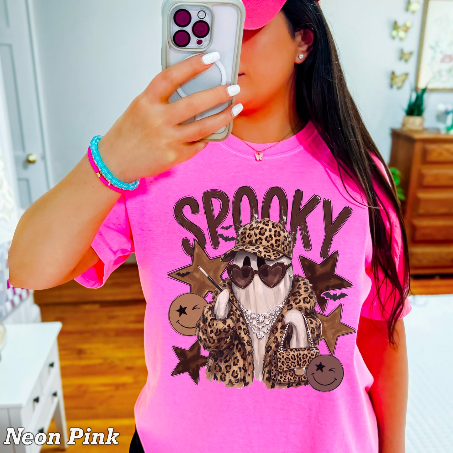 Leopard Spooky Ghost Comfort Color Graphic Tee