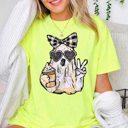 Preppy Ghost Halloween Comfort Color Graphic Tee