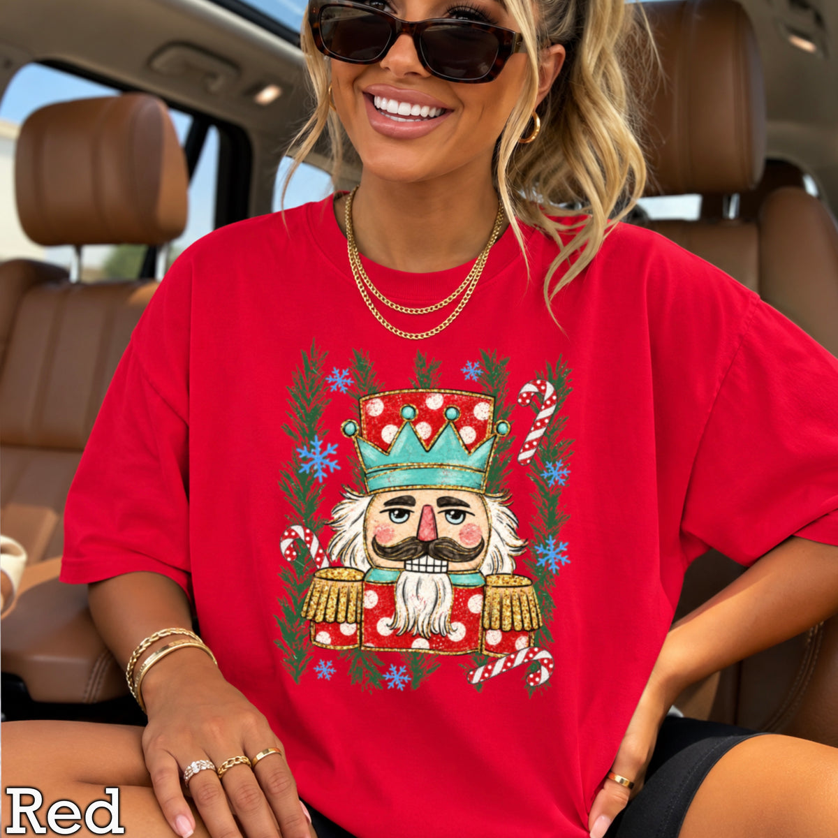 Preppy Nutcracker Christmas Comfort Color Graphic Tee