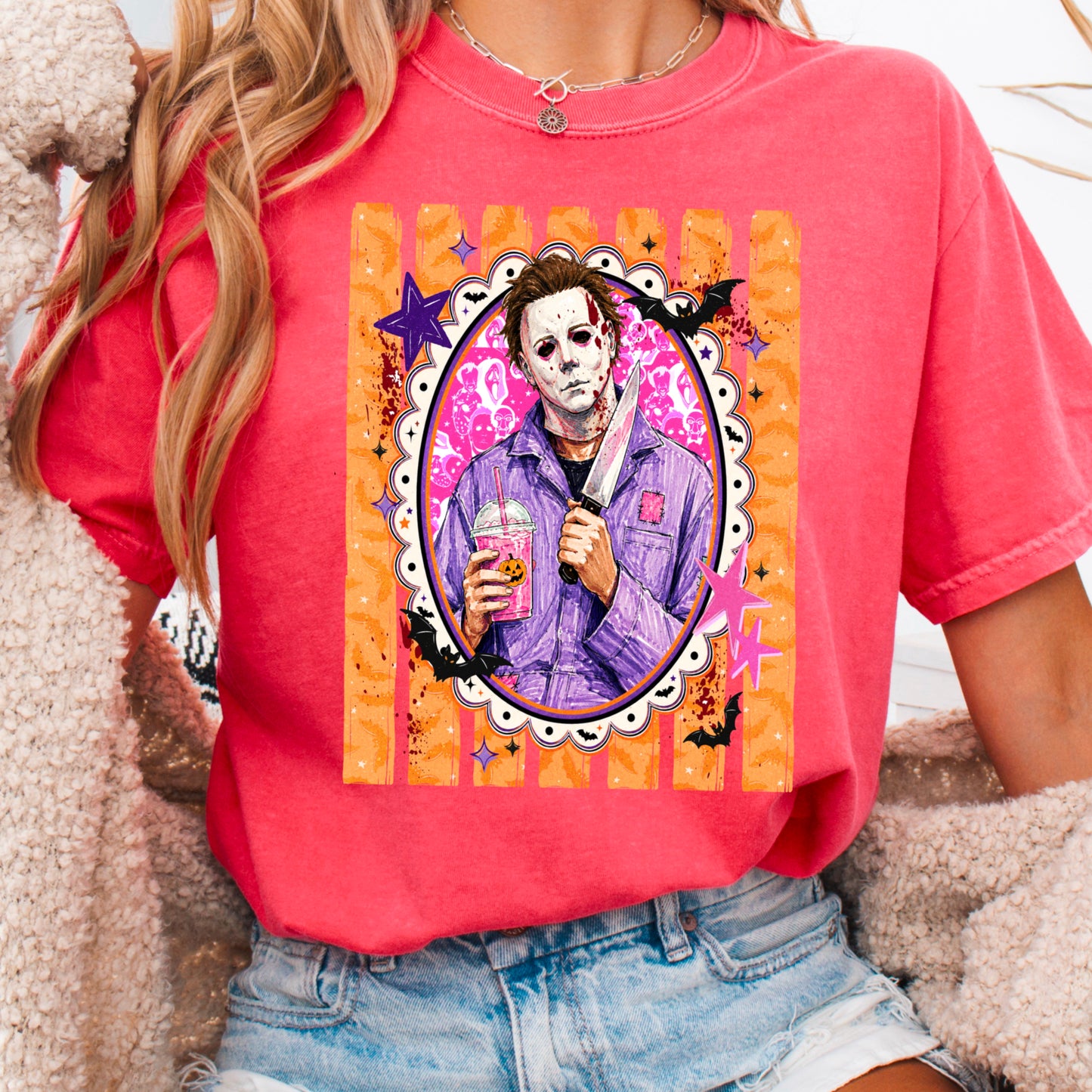 Horror Film Character Halloween Comfort Color Graphic Tee