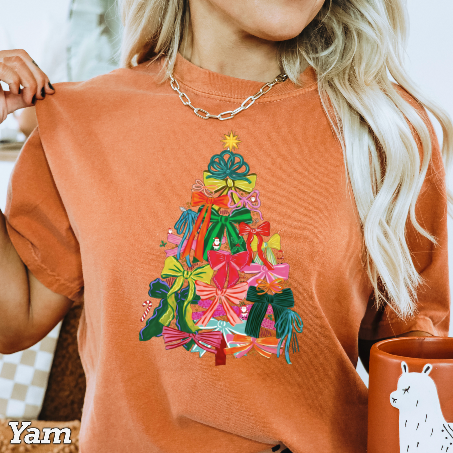 Bow Christmas Tree Comfort Color Graphic Tee