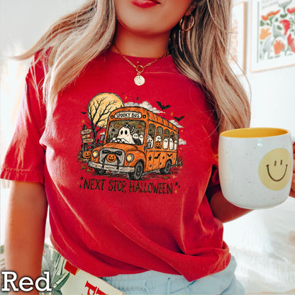 Next Stop Halloween Comfort Color Graphic Tee