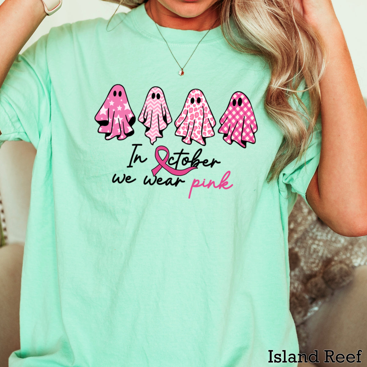 In October We Wear Pink Comfort Color Graphic Tee