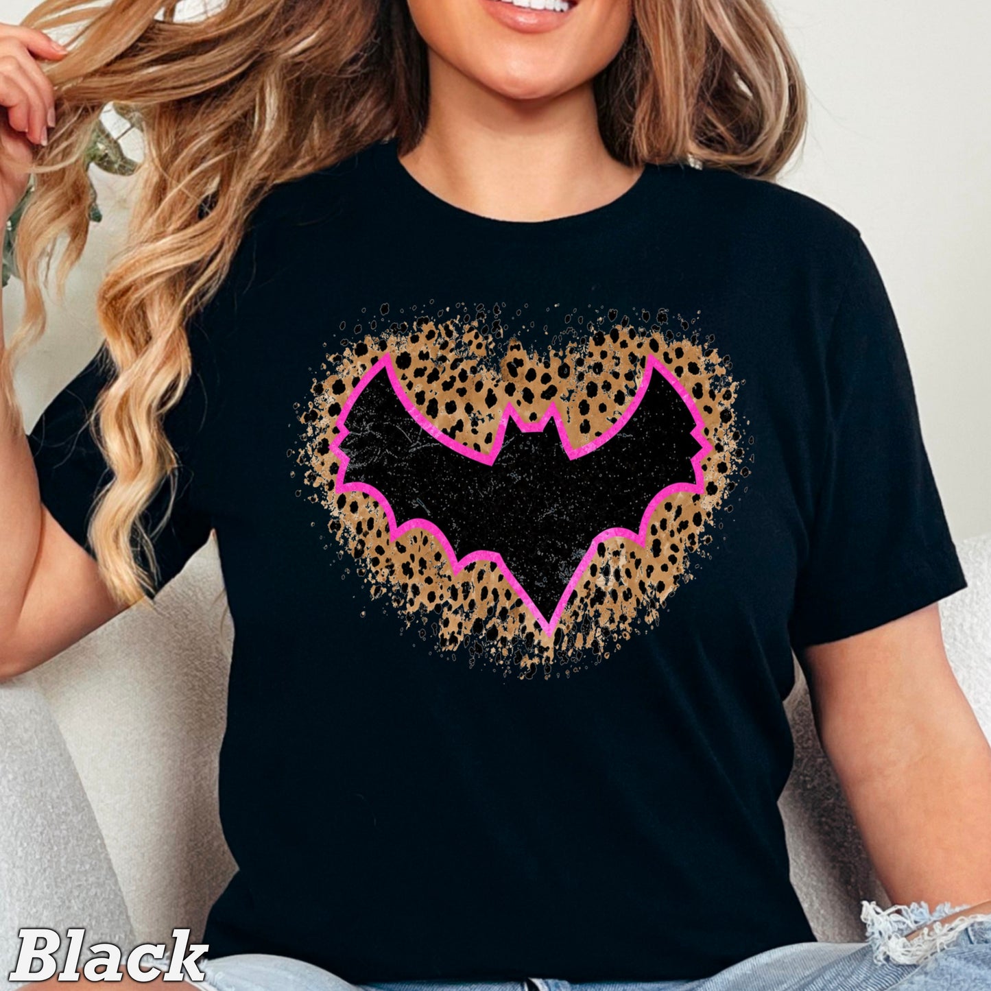 Leopard Bat Halloween Comfort Color Graphic Tee