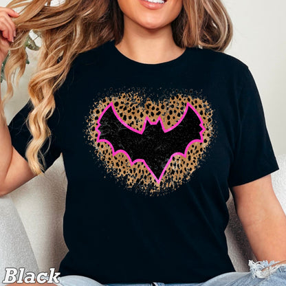Leopard Bat Halloween Comfort Color Graphic Tee