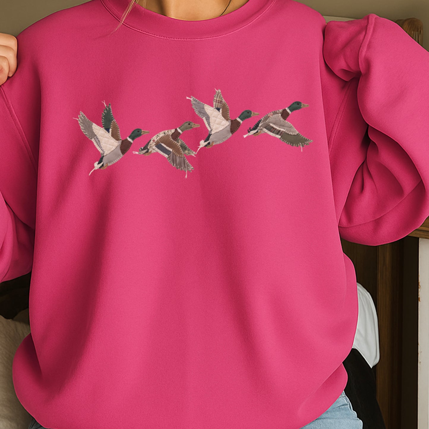 Patchwork Mallard Ducks Crewneck Sweatshirt