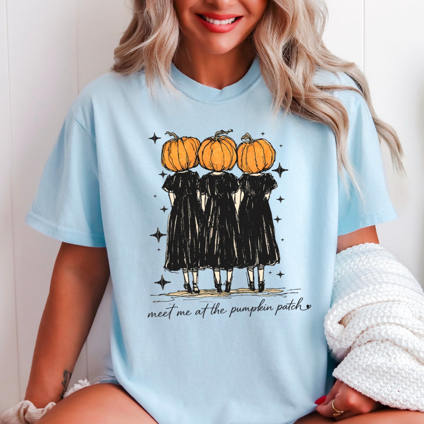 Meet Me At The Pumpkin Patch Halloween Comfort Color Graphic Tee