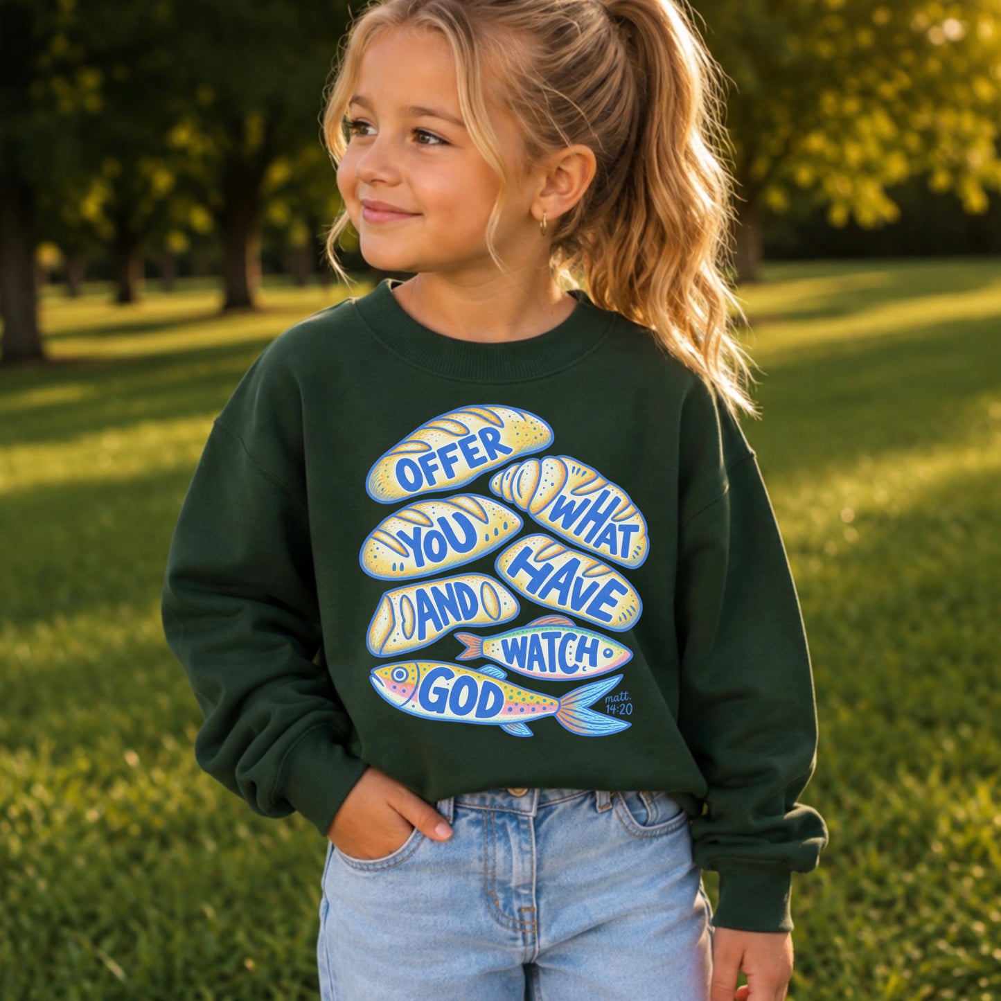 Offer What You Have And Watch God Youth Crewneck Sweatshirt