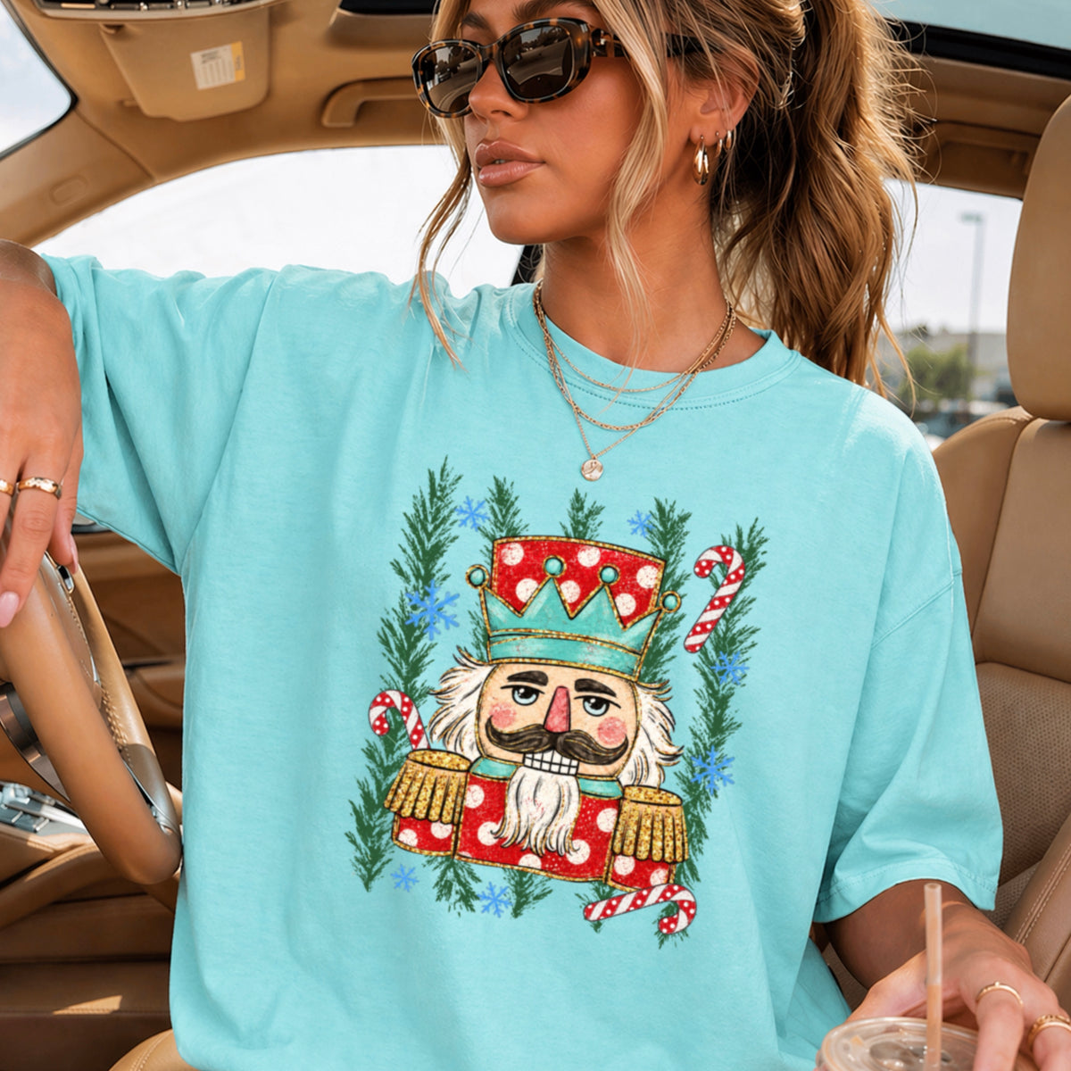 Preppy Nutcracker Christmas Comfort Color Graphic Tee
