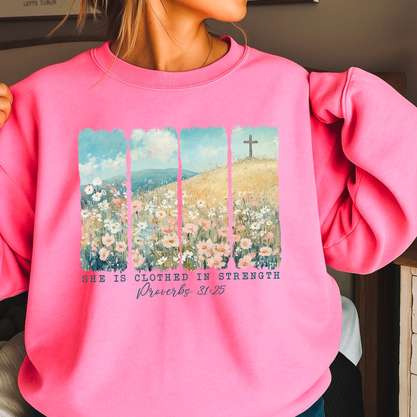 She Is Clothed Christian Crewneck Sweatshirt