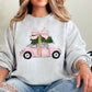 Pink Christmas Car Crewneck Sweatshirt