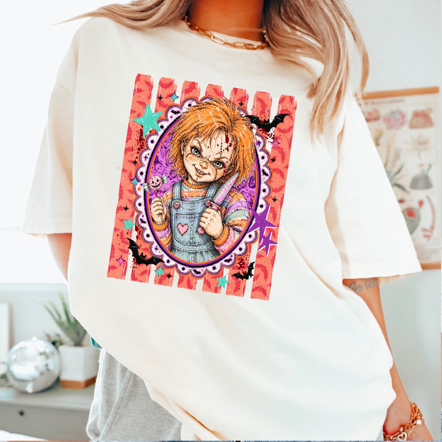Horror Film Character Halloween Comfort Color Graphic Tee
