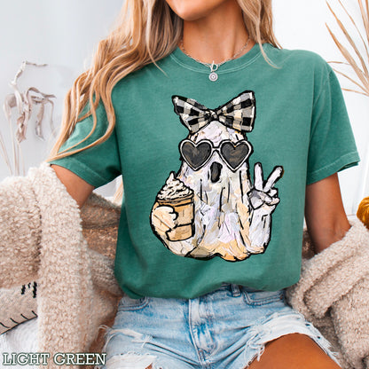 Preppy Ghost Halloween Comfort Color Graphic Tee