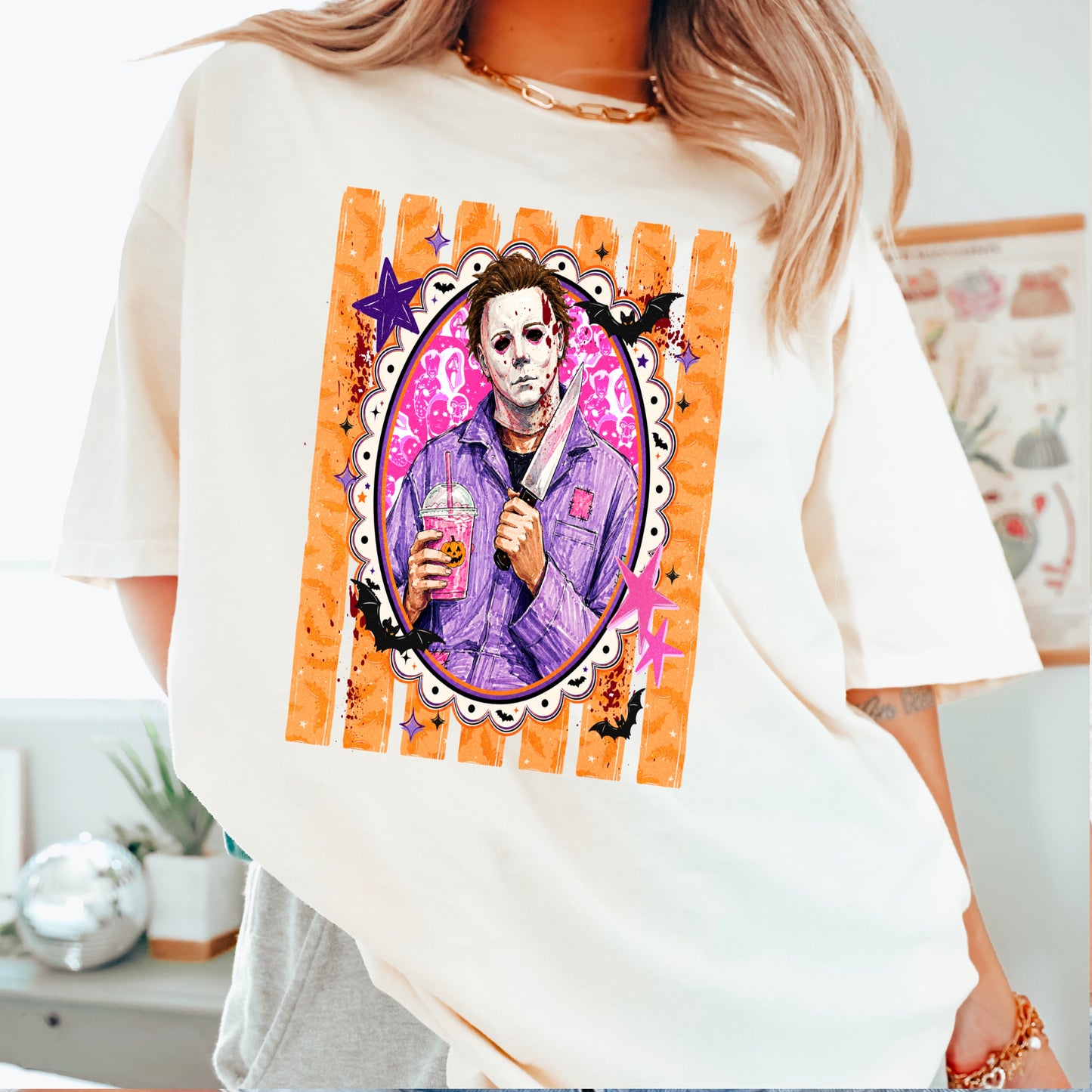 Horror Film Character Halloween Comfort Color Graphic Tee