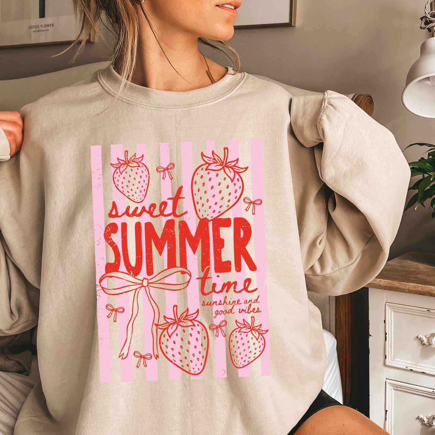 Sweet Summertime Strawberry Crewneck Sweatshirt