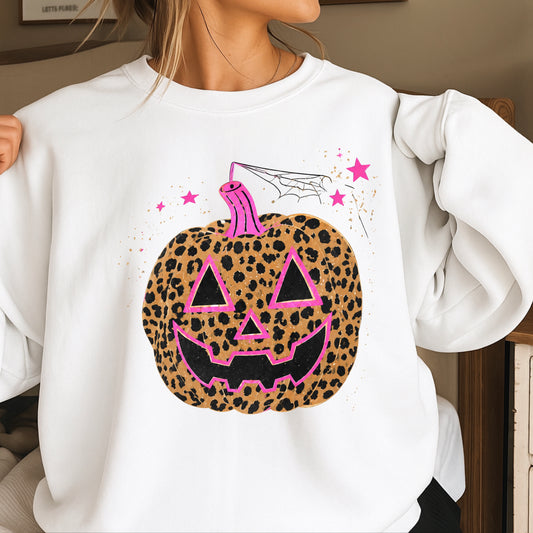 Leopard Pumpkin Halloween Crewneck Sweatshirt