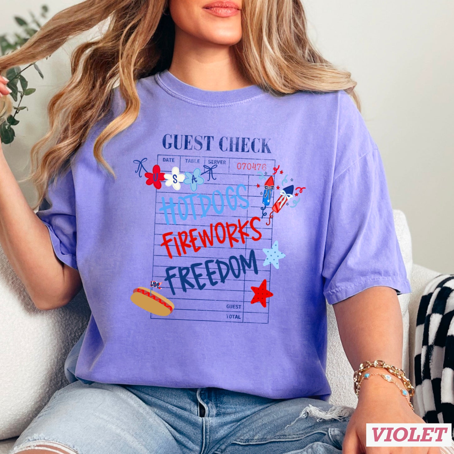 Guest Check July 4th Comfort Color Graphic Tee