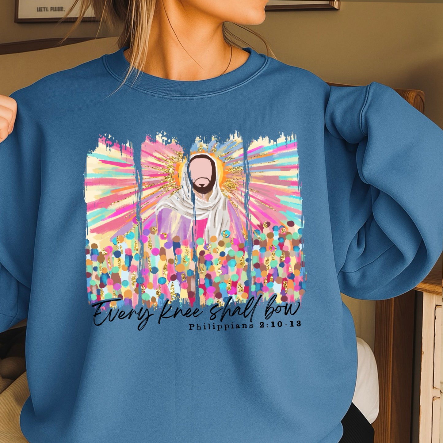 Every Knee Shall Bow Easter Crewneck Sweatshirt
