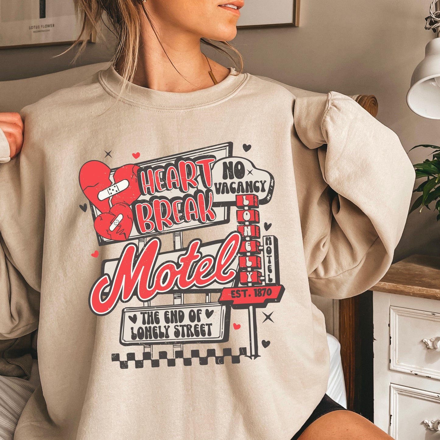 Heart Break Motel Valentine’s Day Crewneck Sweatshirt