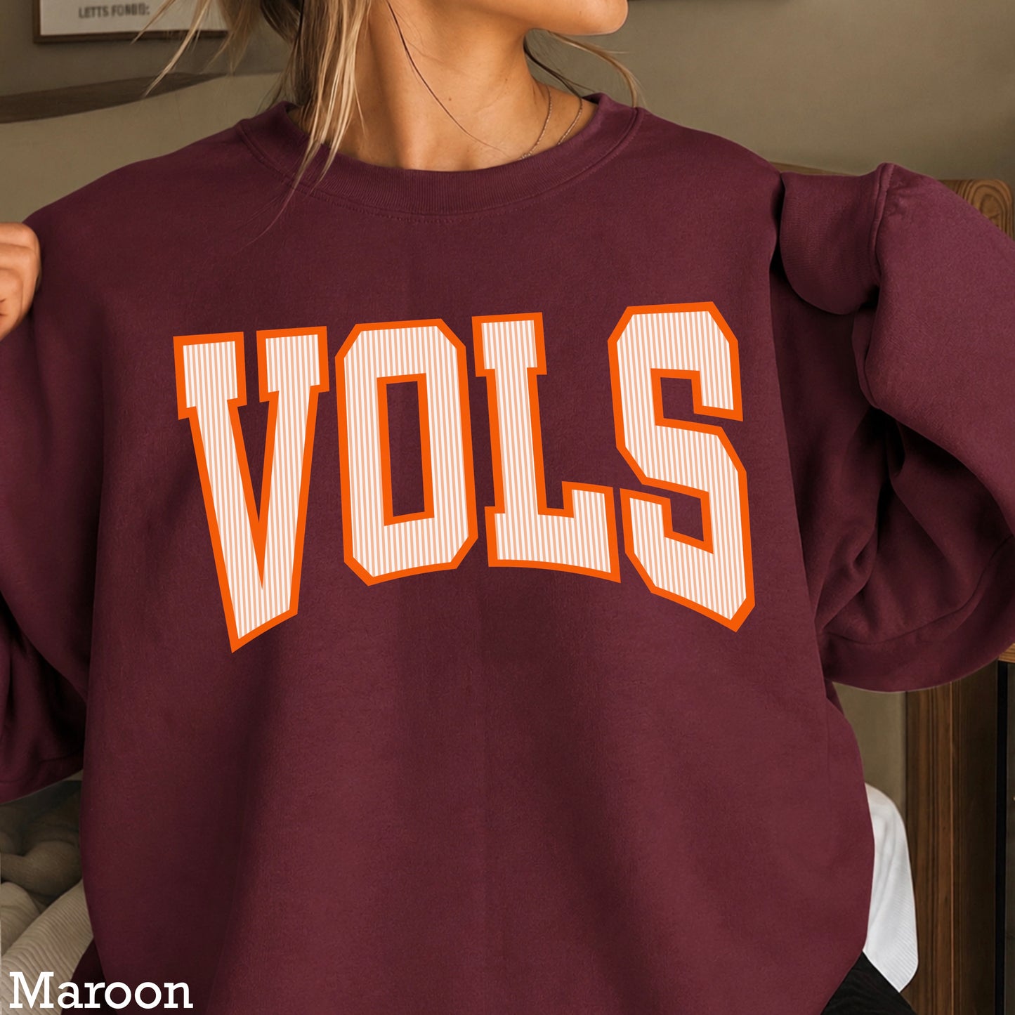 Orange & White College Game Day Crewneck Sweatshirt