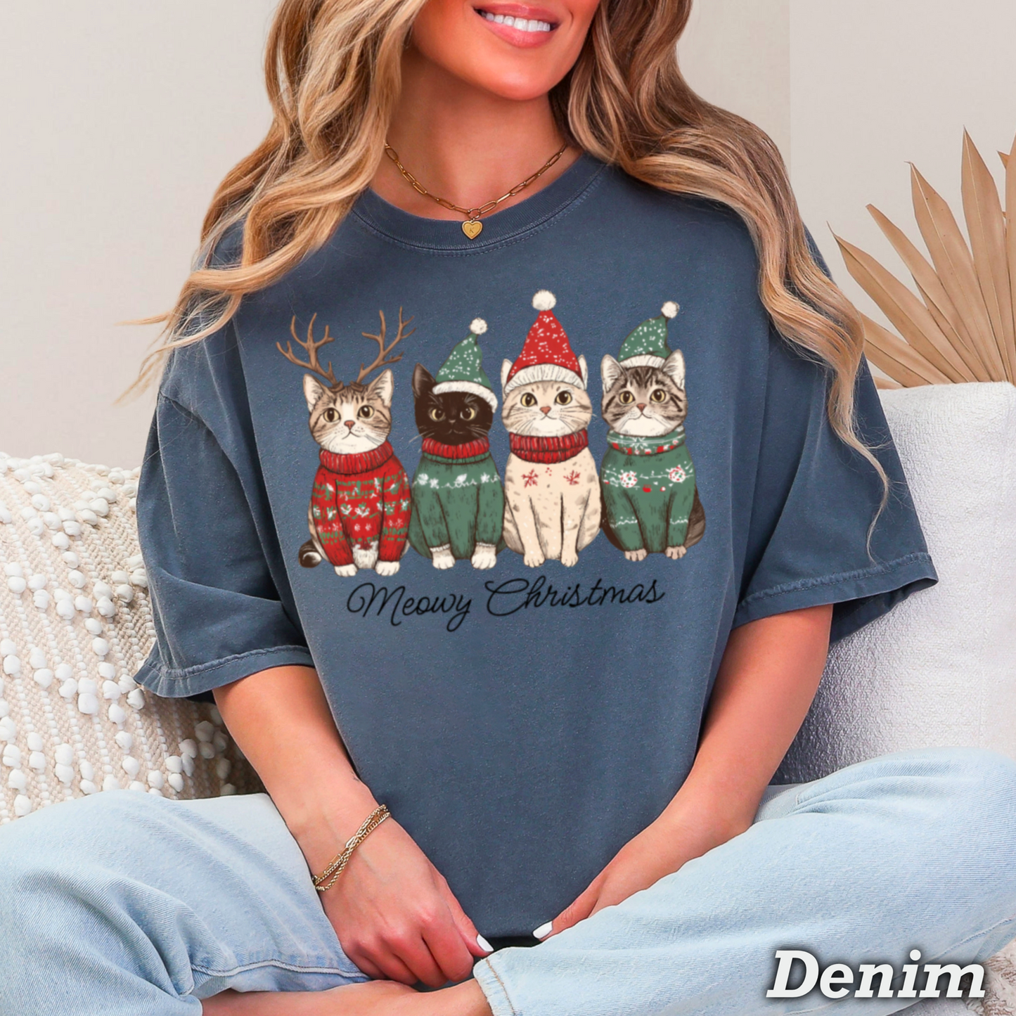 Meowy Christmas Comfort Color Graphic Tee