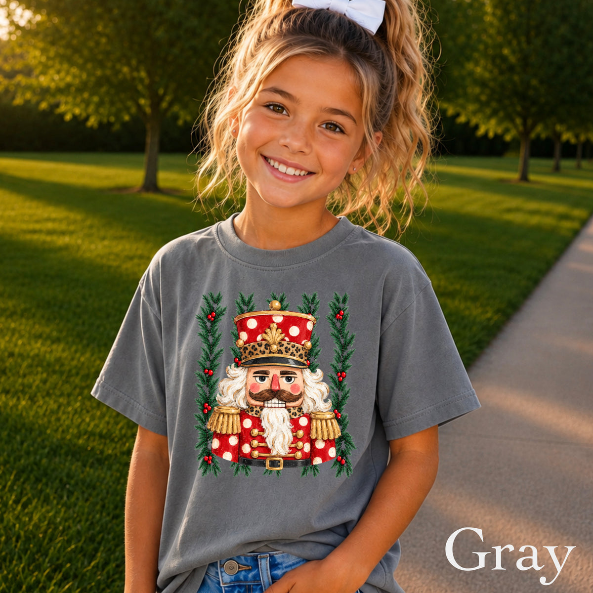 Preppy Nutcracker Christmas Youth Comfort Color T-Shirt